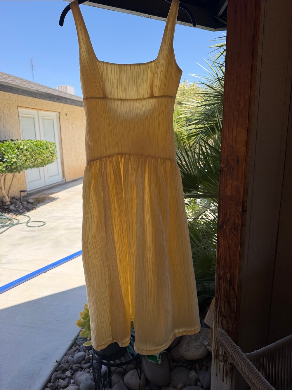 Zara Pale Yellow Square-Neck Sundress